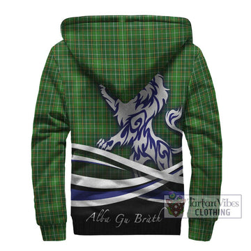 Forrester Hunting Tartan Sherpa Hoodie with Alba Gu Brath Regal Lion Emblem