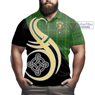 Forrester Hunting Tartan Polo Shirt with Family Crest and Celtic Symbol Style