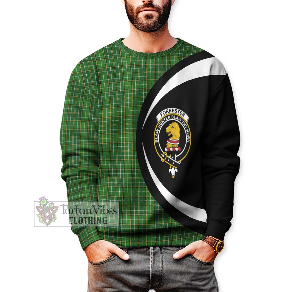 Forrester Hunting Tartan Sweatshirt with Family Crest Circle Style - Tartan Vibes Clothing