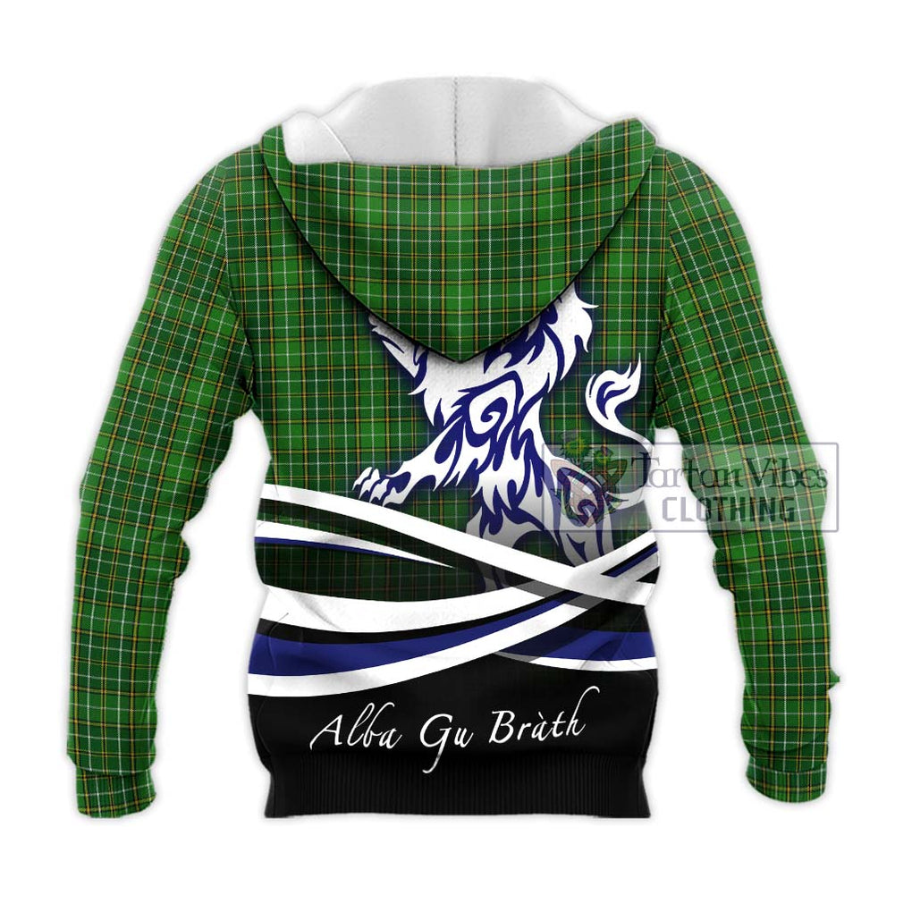 Forrester Hunting Tartan Knitted Hoodie with Alba Gu Brath Regal Lion Emblem - Tartanvibesclothing Shop