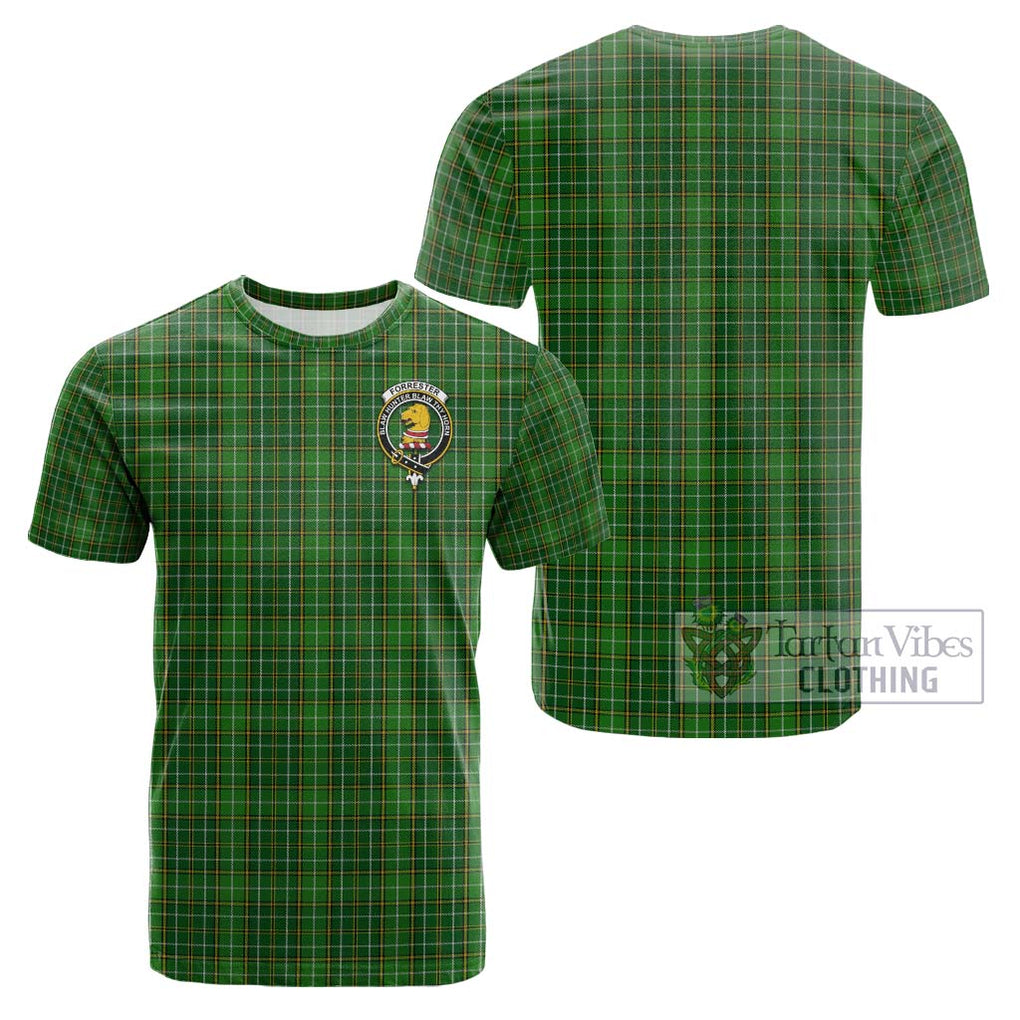 Forrester Hunting Tartan Cotton T-Shirt with Family Crest Kid's Shirt - Tartanvibesclothing Shop