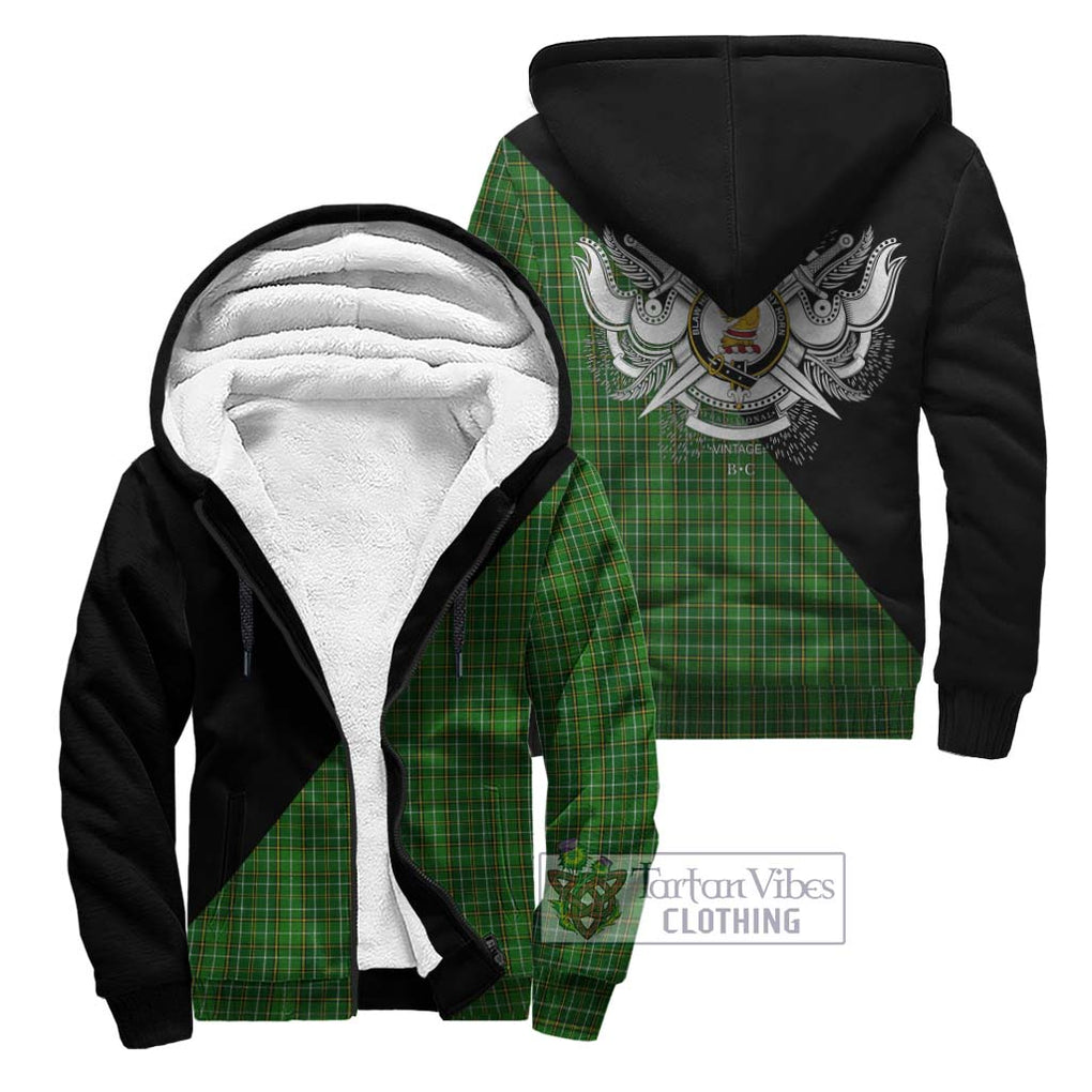 Forrester Hunting Tartan Sherpa Hoodie with Family Crest and Military Logo Style Unisex - Tartanvibesclothing Shop