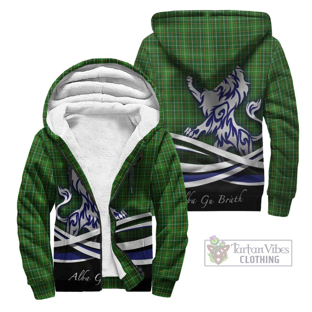 Forrester Hunting Tartan Sherpa Hoodie with Alba Gu Brath Regal Lion Emblem Unisex - Tartanvibesclothing Shop