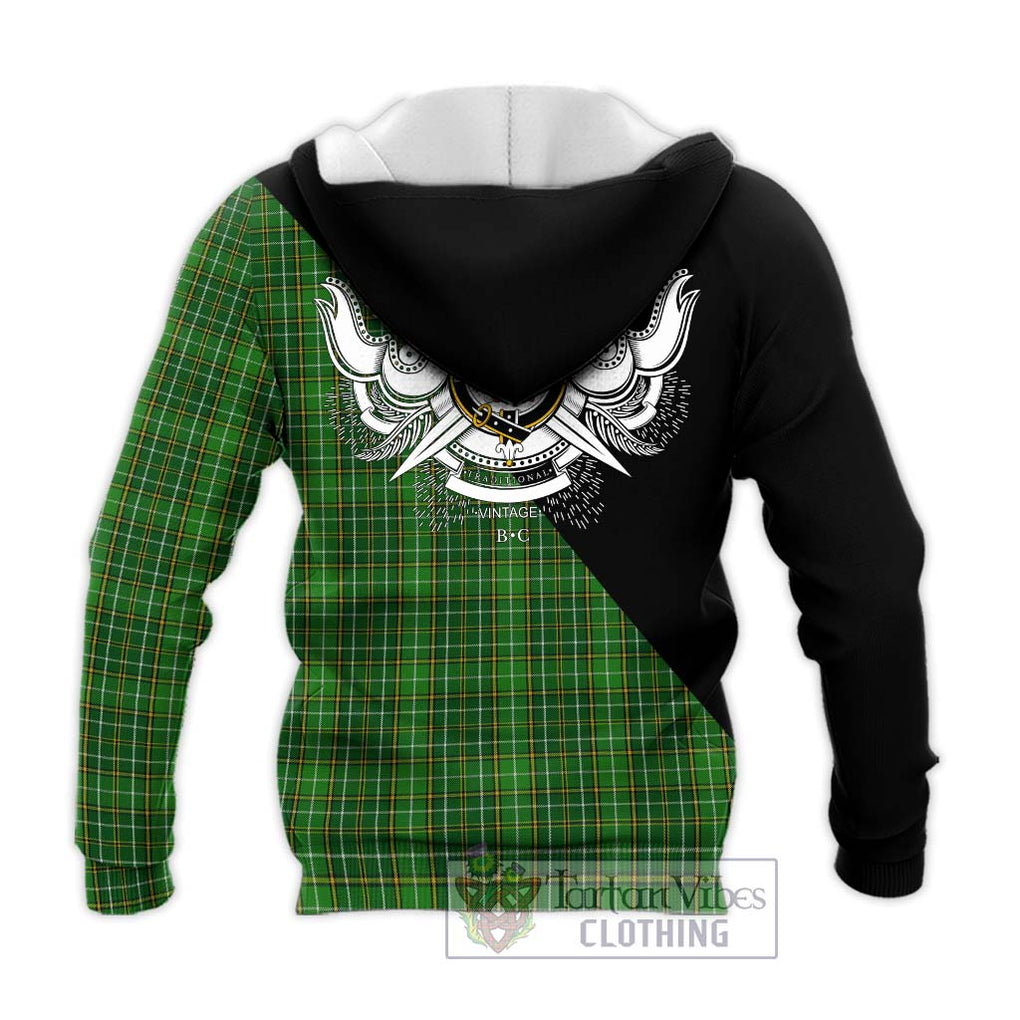 Forrester Hunting Tartan Knitted Hoodie with Family Crest and Military Logo Style - Tartanvibesclothing Shop