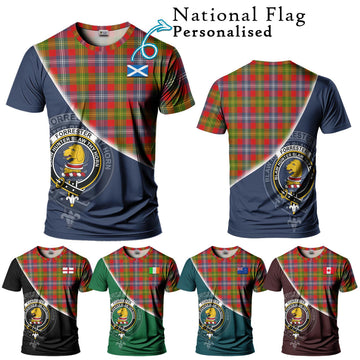 Forrester Modern Tartan T-Shirt with Personalised National Flag and Family Crest Half Style