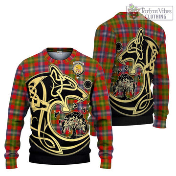 Forrester Modern Tartan Ugly Sweater with Family Crest Celtic Wolf Style