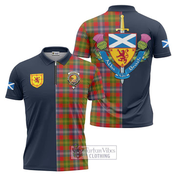 Forrester Modern Tartan Zipper Polo Shirt Alba with Scottish Lion Royal Arm Half Style