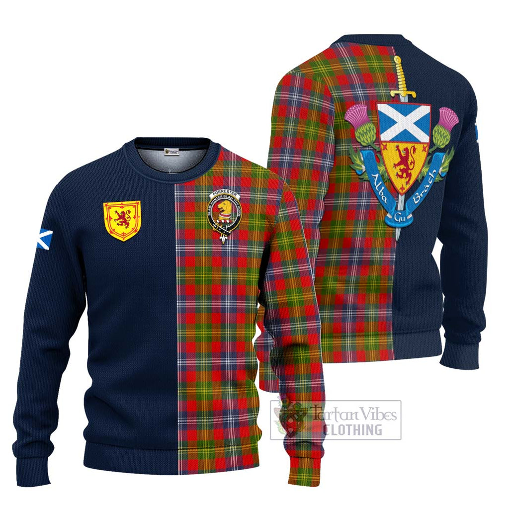 Tartan Vibes Clothing Forrester Modern Tartan Knitted Sweater with Scottish Lion Royal Arm Half Style