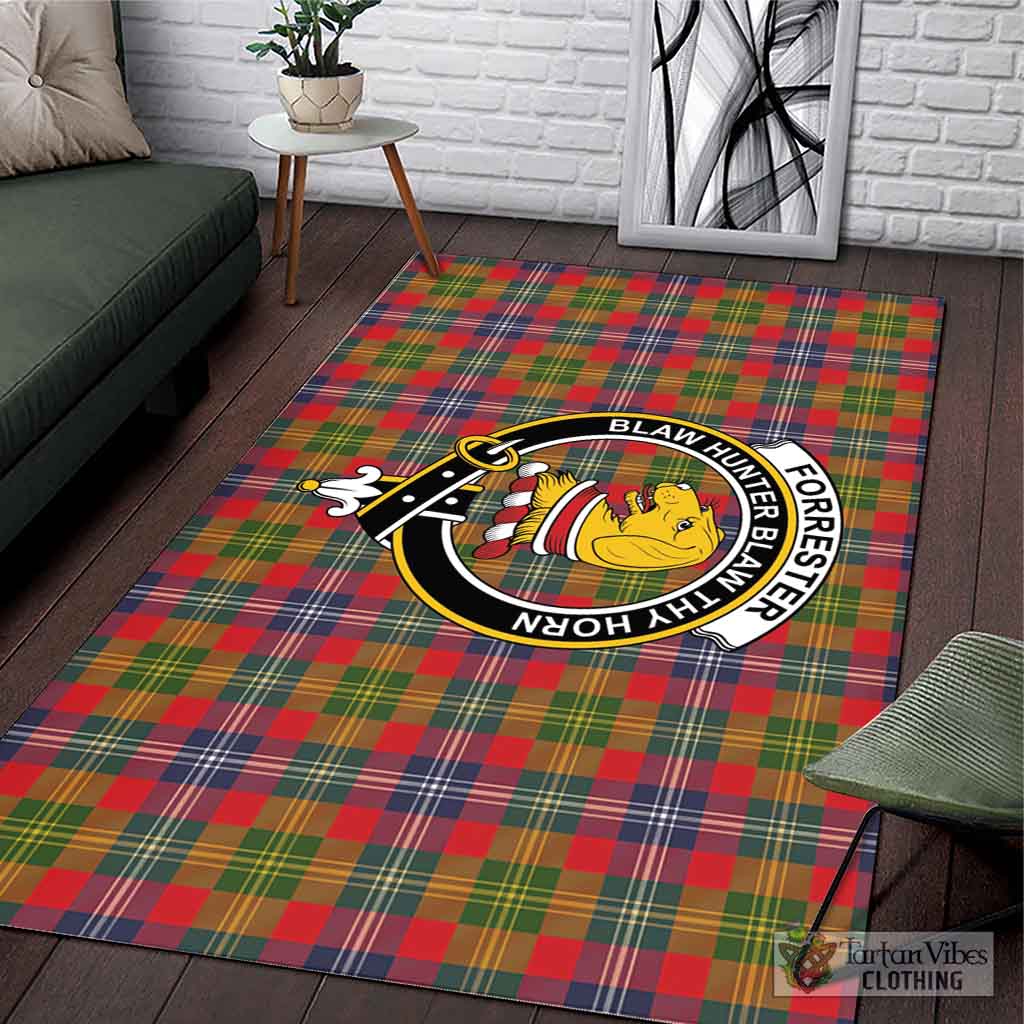 Tartan Vibes Clothing Forrester Modern Tartan Area Rug with Family Crest