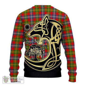 Forrester Modern Tartan Ugly Sweater with Family Crest Celtic Wolf Style