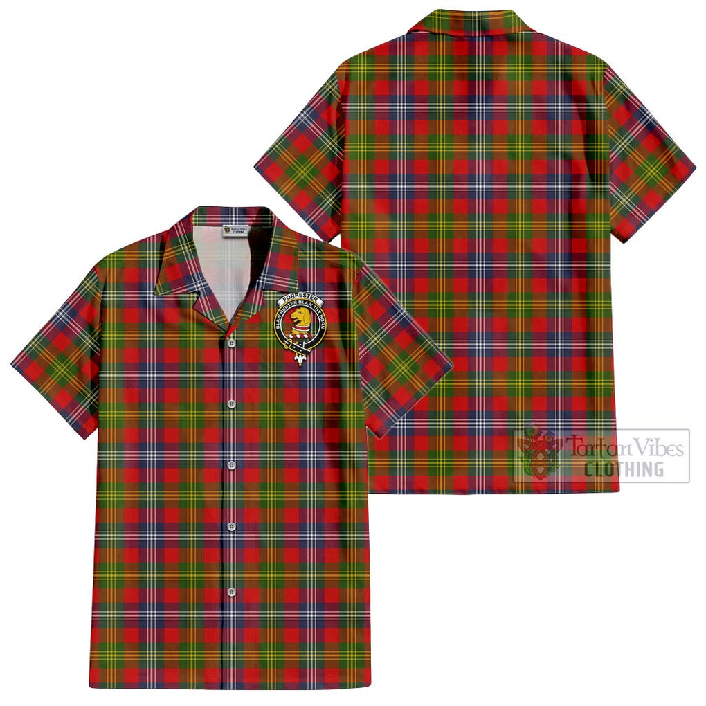 Forrester Modern Tartan Cotton Hawaiian Shirt with Family Crest Kid - Tartan Vibes Clothing