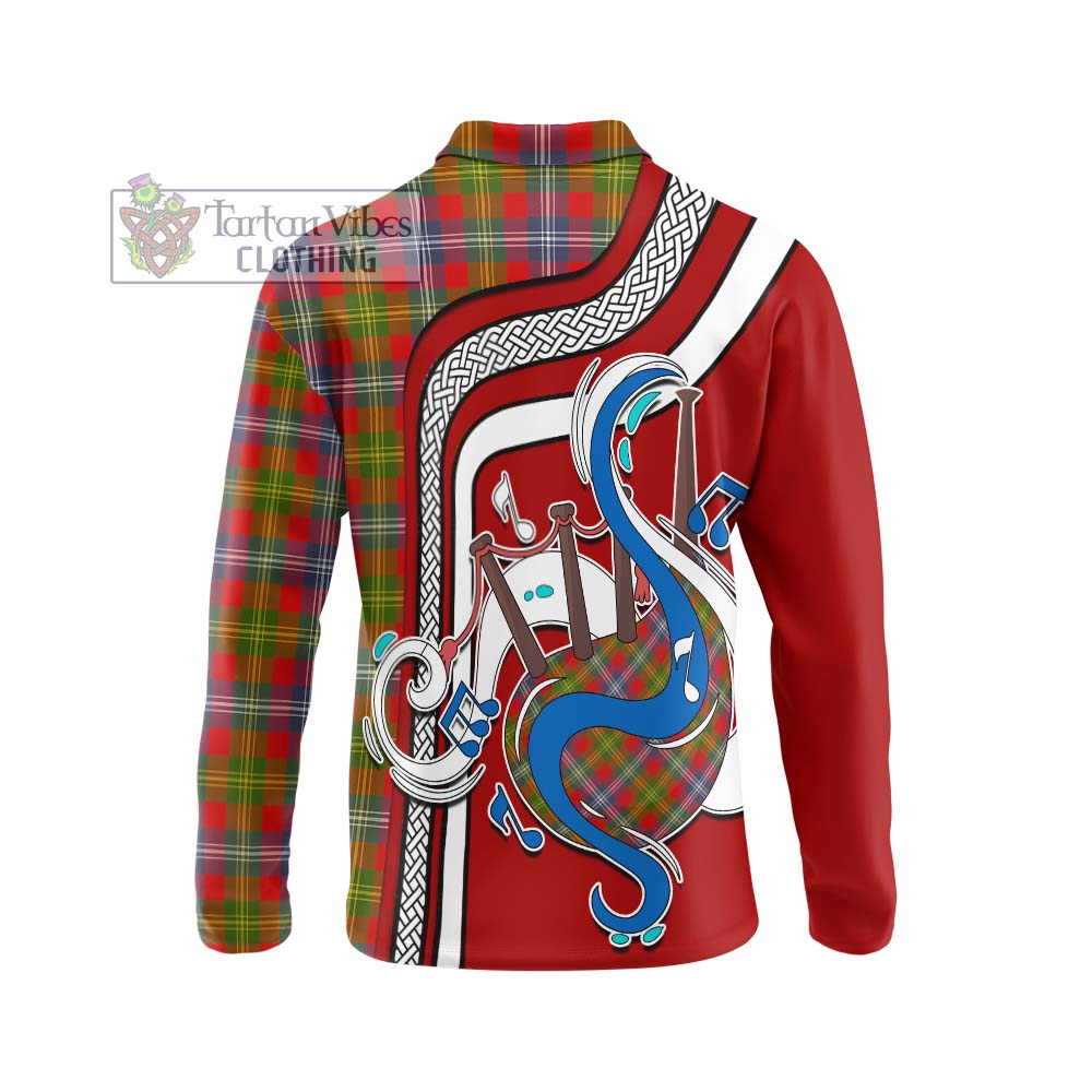 Tartan Vibes Clothing Forrester Modern Tartan Long Sleeve Polo Shirt with Epic Bagpipe Style