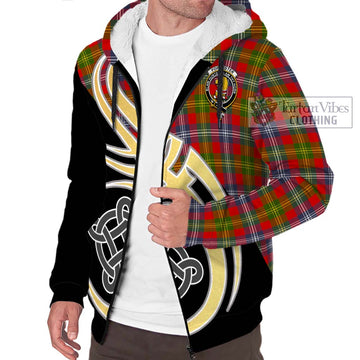 Forrester Modern Tartan Sherpa Hoodie with Family Crest and Celtic Symbol Style