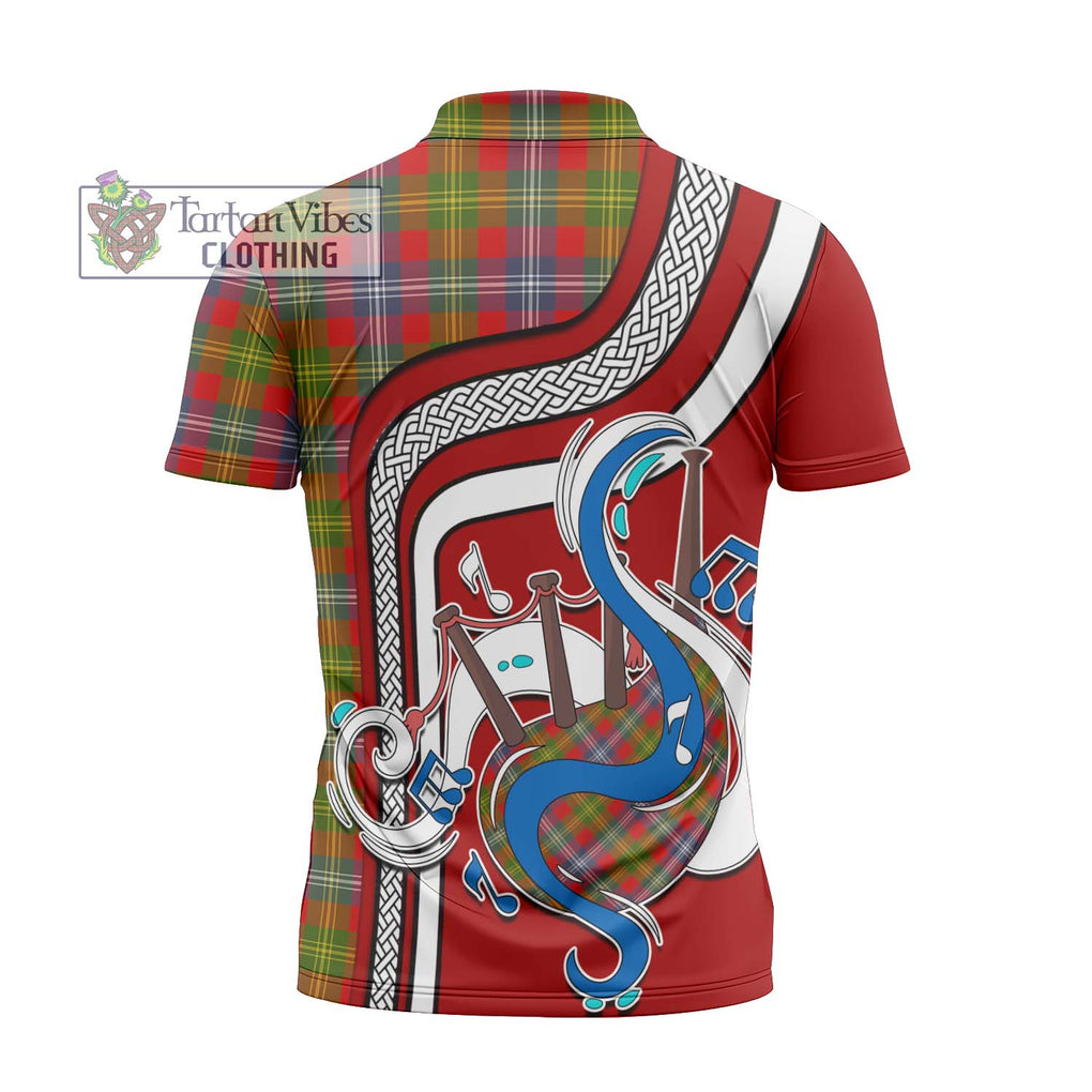 Forrester Modern Tartan Zipper Polo Shirt with Epic Bagpipe Style - Tartanvibesclothing Shop