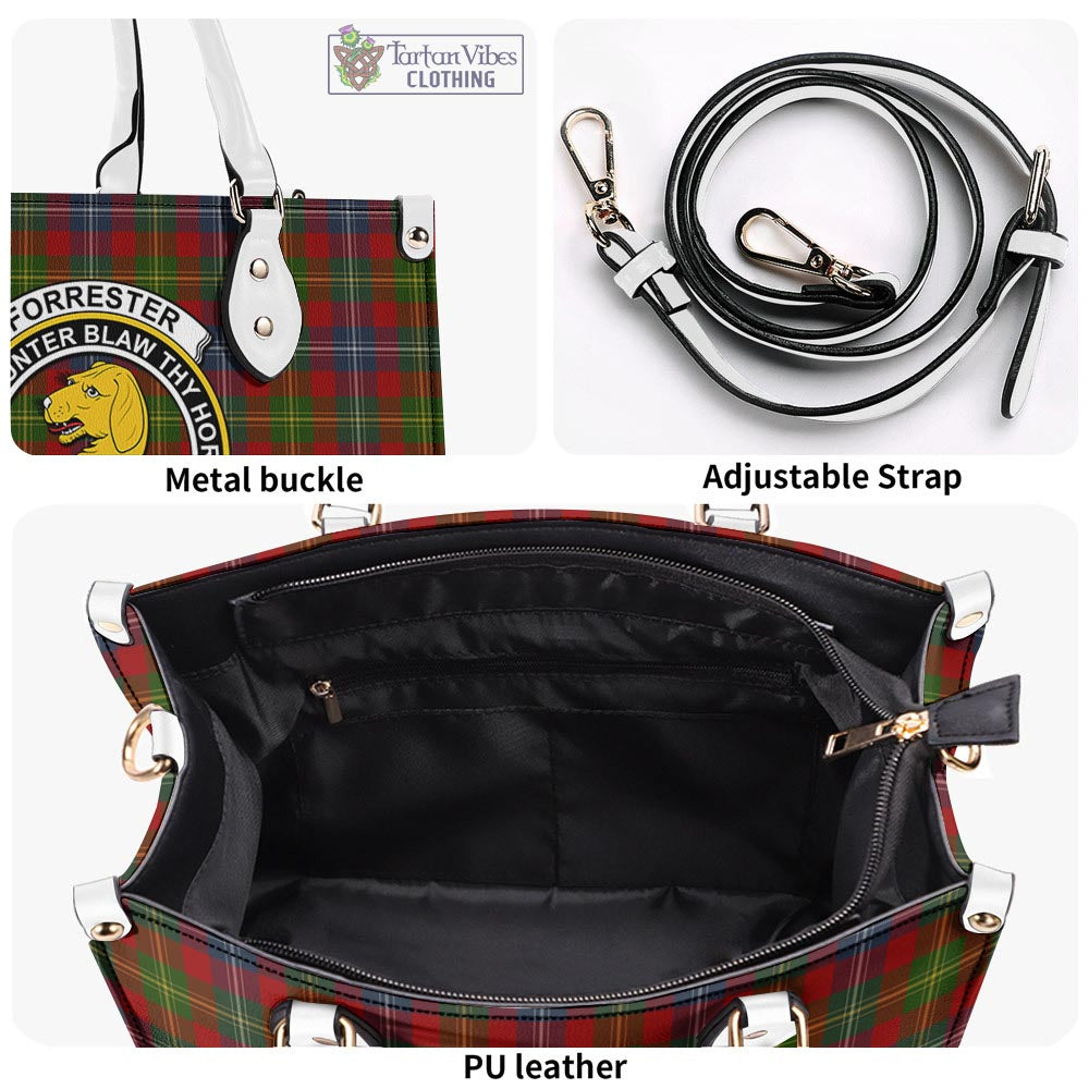 Tartan Vibes Clothing Forrester or Foster Tartan Luxury Leather Handbags with Family Crest