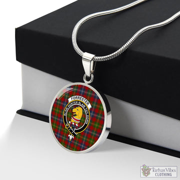 Forrester (Foster) Tartan Circle Necklace with Family Crest