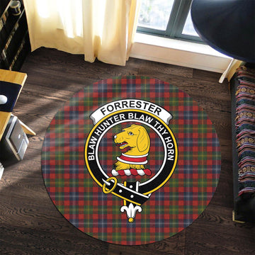 Forrester (Foster) Tartan Round Rug with Family Crest