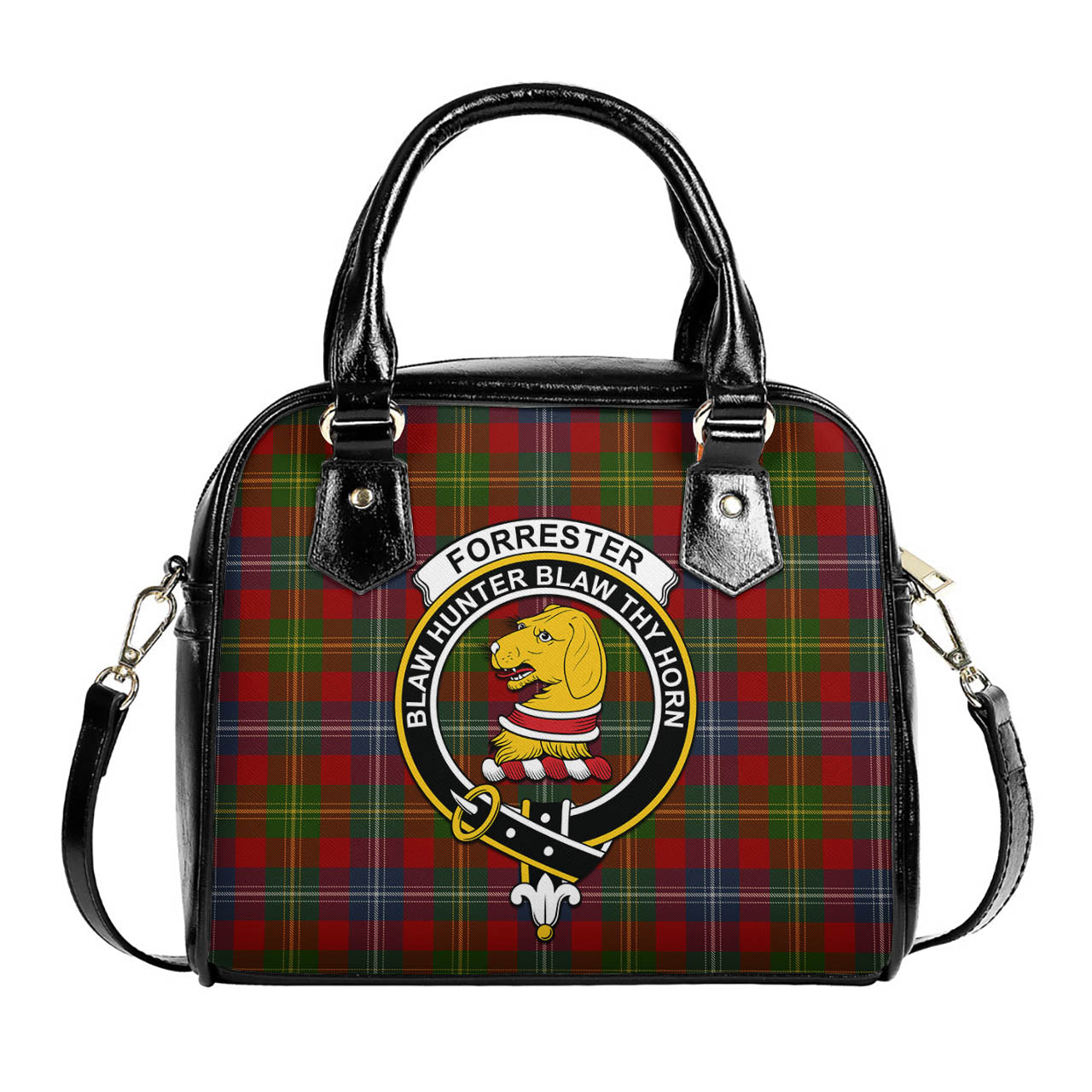 Forrester or Foster Tartan Shoulder Handbags with Family Crest One Size 6*25*22 cm - Tartanvibesclothing