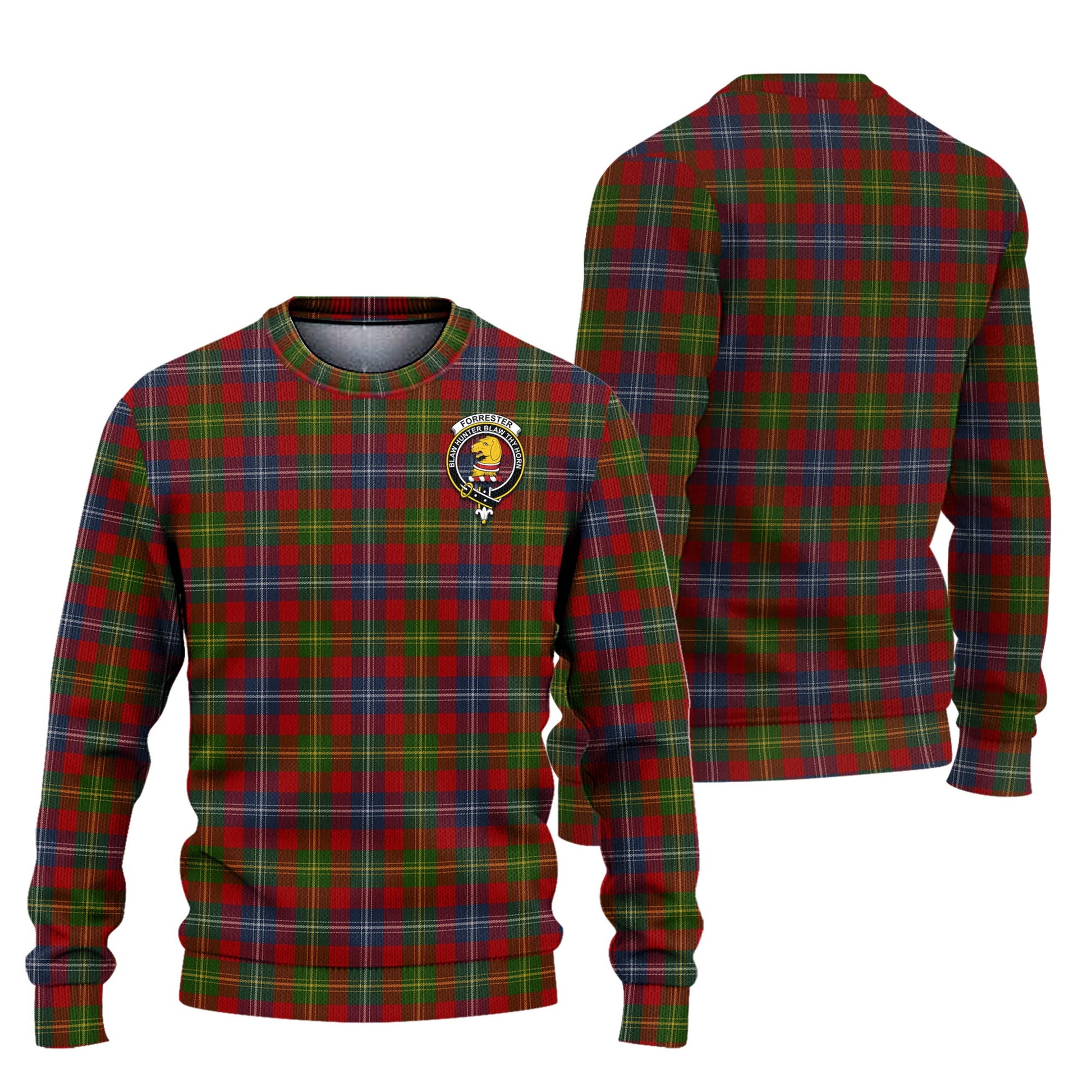 Forrester or Foster Tartan Knitted Sweater with Family Crest Unisex - Tartanvibesclothing