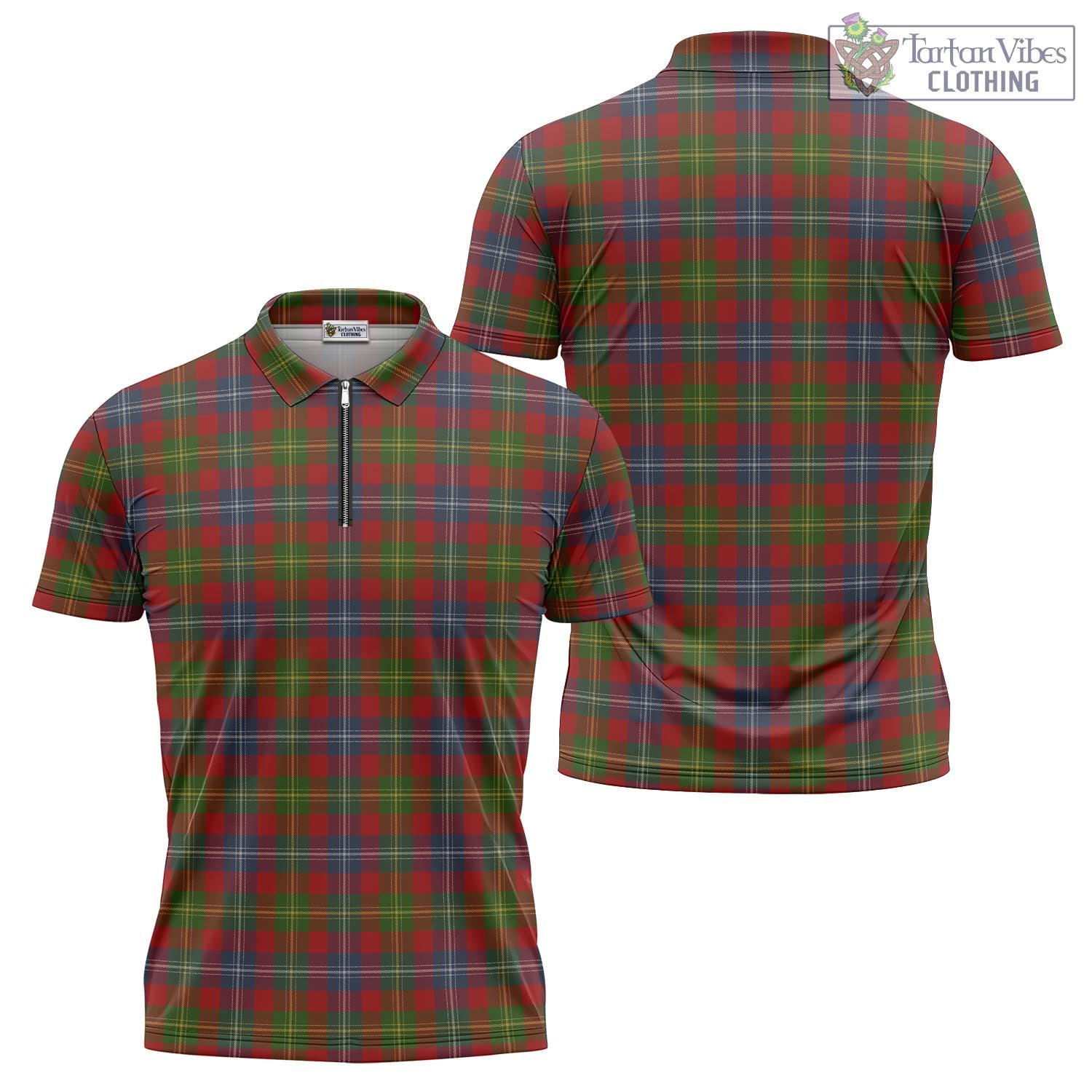 Tartan Vibes Clothing Forrester or Foster Tartan Zipper Polo Shirt