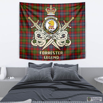 Forrester (Foster) Tartan Tapestry with Clan Crest and the Golden Sword of Courageous Legacy