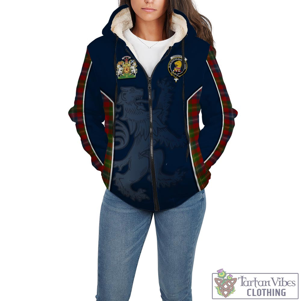 Tartan Vibes Clothing Forrester or Foster Tartan Sherpa Hoodie with Family Crest and Lion Rampant Vibes Sport Style