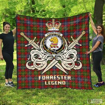 Forrester (Foster) Tartan Quilt with Clan Crest and the Golden Sword of Courageous Legacy