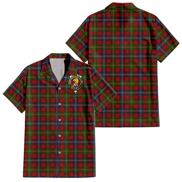 Forrester (Foster) Tartan Short Sleeve Button Down Shirt with Family Crest