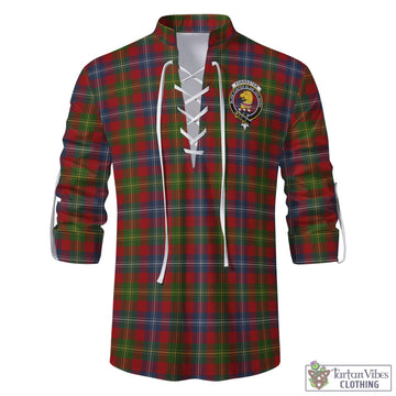 Forrester (Foster) Tartan Men's Scottish Traditional Jacobite Ghillie Kilt Shirt with Family Crest