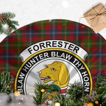 Forrester (Foster) Tartan Christmas Tree Skirt with Family Crest