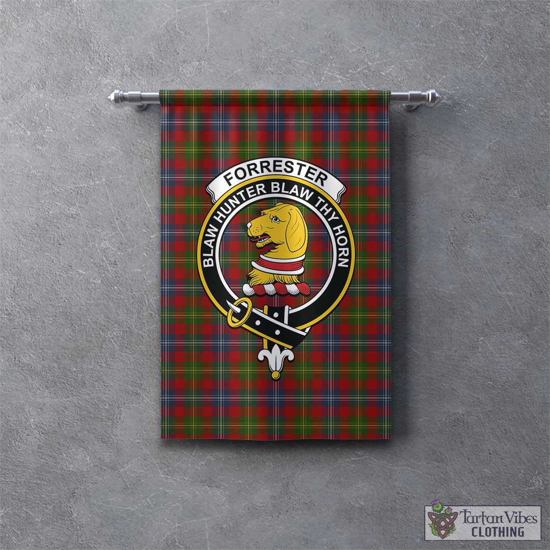 Tartan Vibes Clothing Forrester or Foster Tartan Gonfalon, Tartan Banner with Family Crest