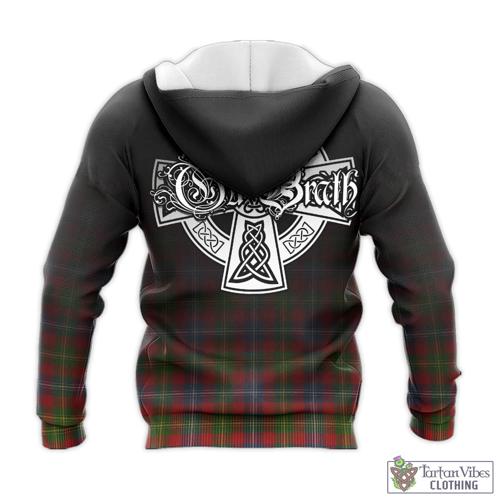 Tartan Vibes Clothing Forrester or Foster Tartan Knitted Hoodie Featuring Alba Gu Brath Family Crest Celtic Inspired