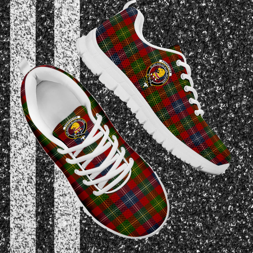 Forrester (Foster) Tartan Sneakers with Family Crest - Tartan Vibes Clothing