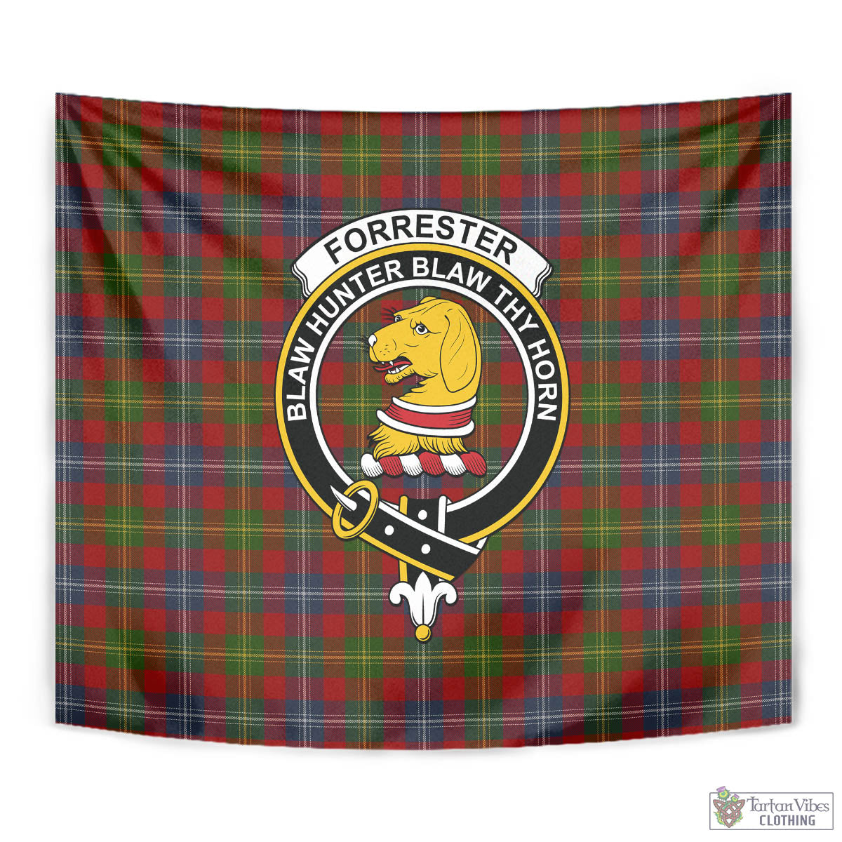 Tartan Vibes Clothing Forrester or Foster Tartan Tapestry Wall Hanging and Home Decor for Room with Family Crest