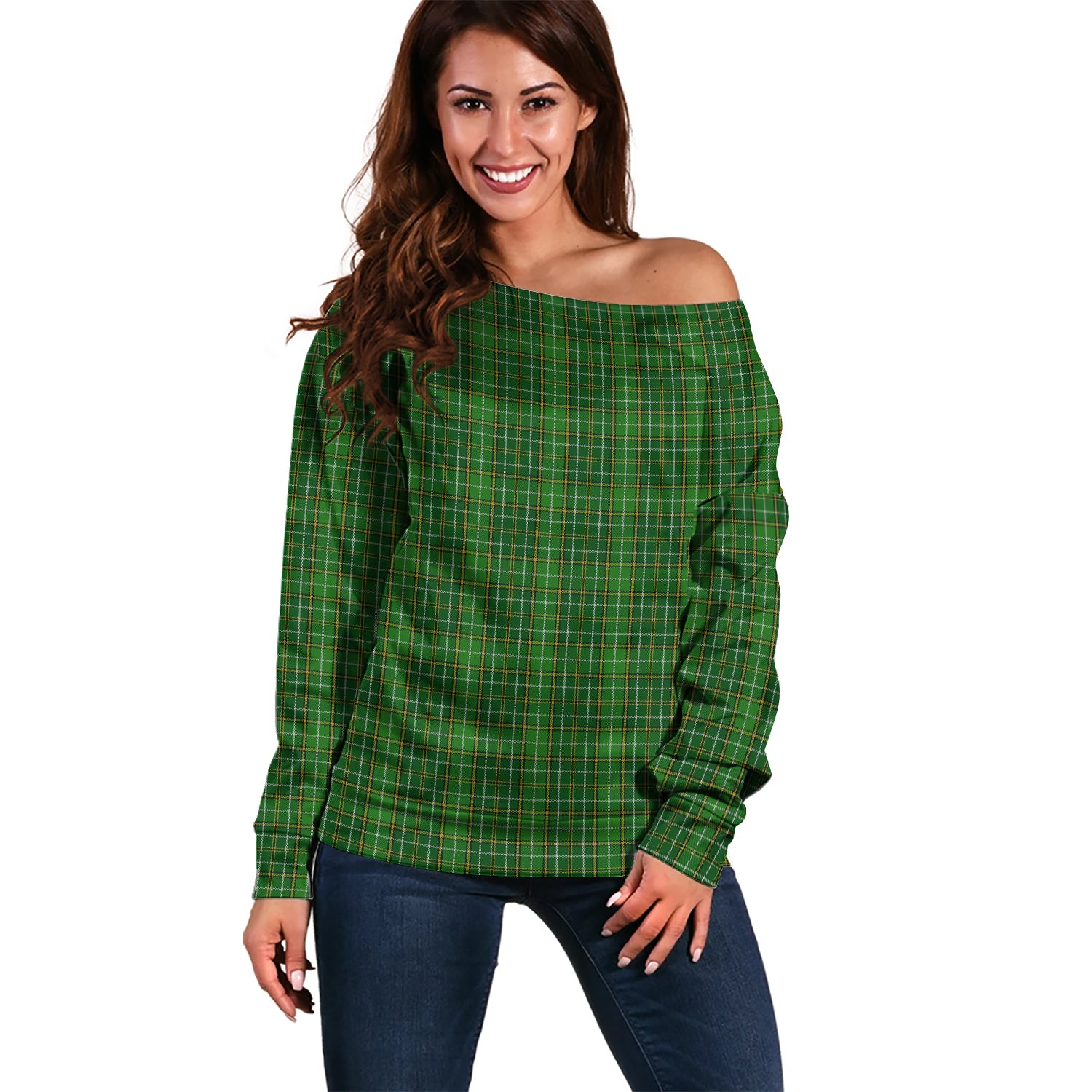 Forrester or Foster Hunting Tartan Off Shoulder Women Sweater Women - Tartanvibesclothing