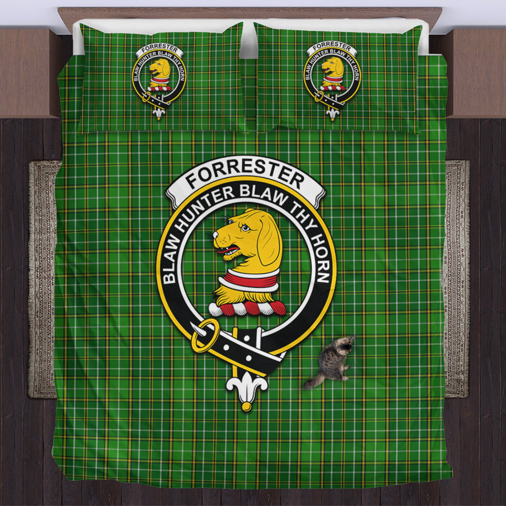 Forrester Hunting Tartan Bedding Set with Family Crest US Bedding Set - Tartan Vibes Clothing