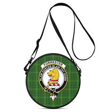 Forrester Hunting Tartan Round Satchel Bags with Family Crest