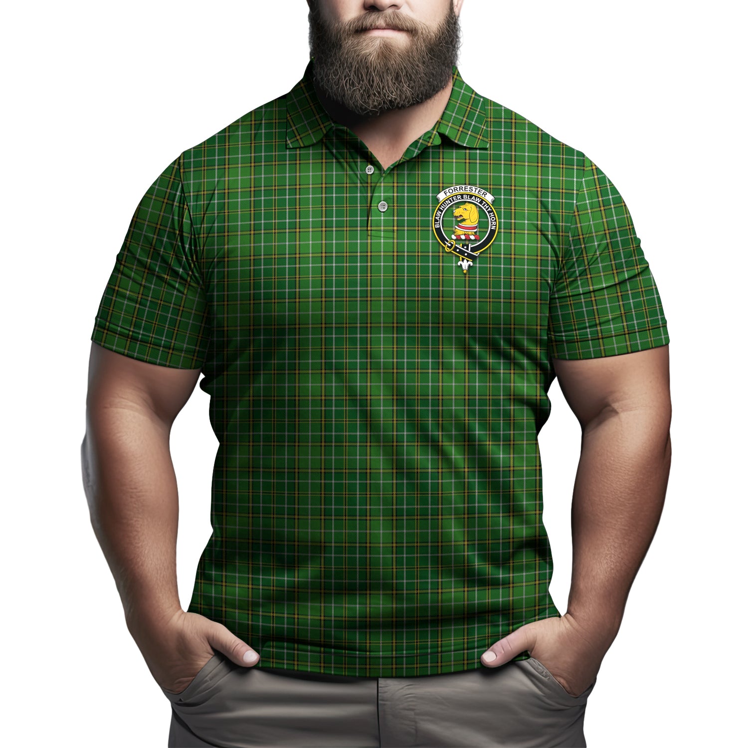 Forrester Hunting Tartan Men's Polo Shirt with Family Crest Kid - Tartan Vibes Clothing