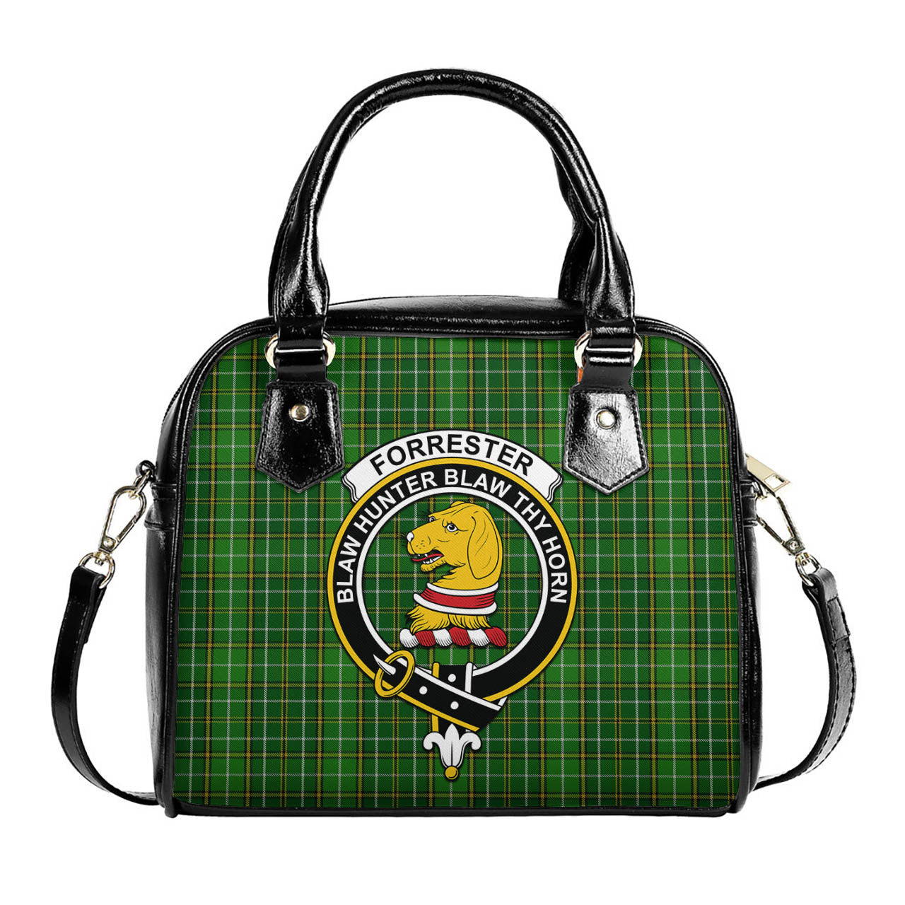 Forrester or Foster Hunting Tartan Shoulder Handbags with Family Crest One Size 6*25*22 cm - Tartanvibesclothing