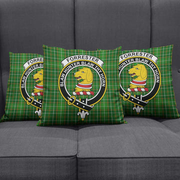 Forrester Hunting Tartan Pillow Cover with Family Crest