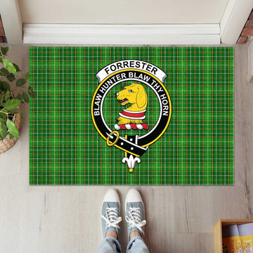 Forrester Hunting Tartan Door Mat with Family Crest