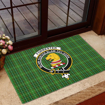 Forrester Hunting Tartan Door Mat with Family Crest