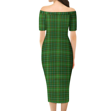 Forrester Hunting Tartan Off Shoulder Lady Dress