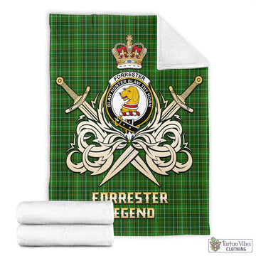 Forrester Hunting Tartan Blanket with Clan Crest and the Golden Sword of Courageous Legacy