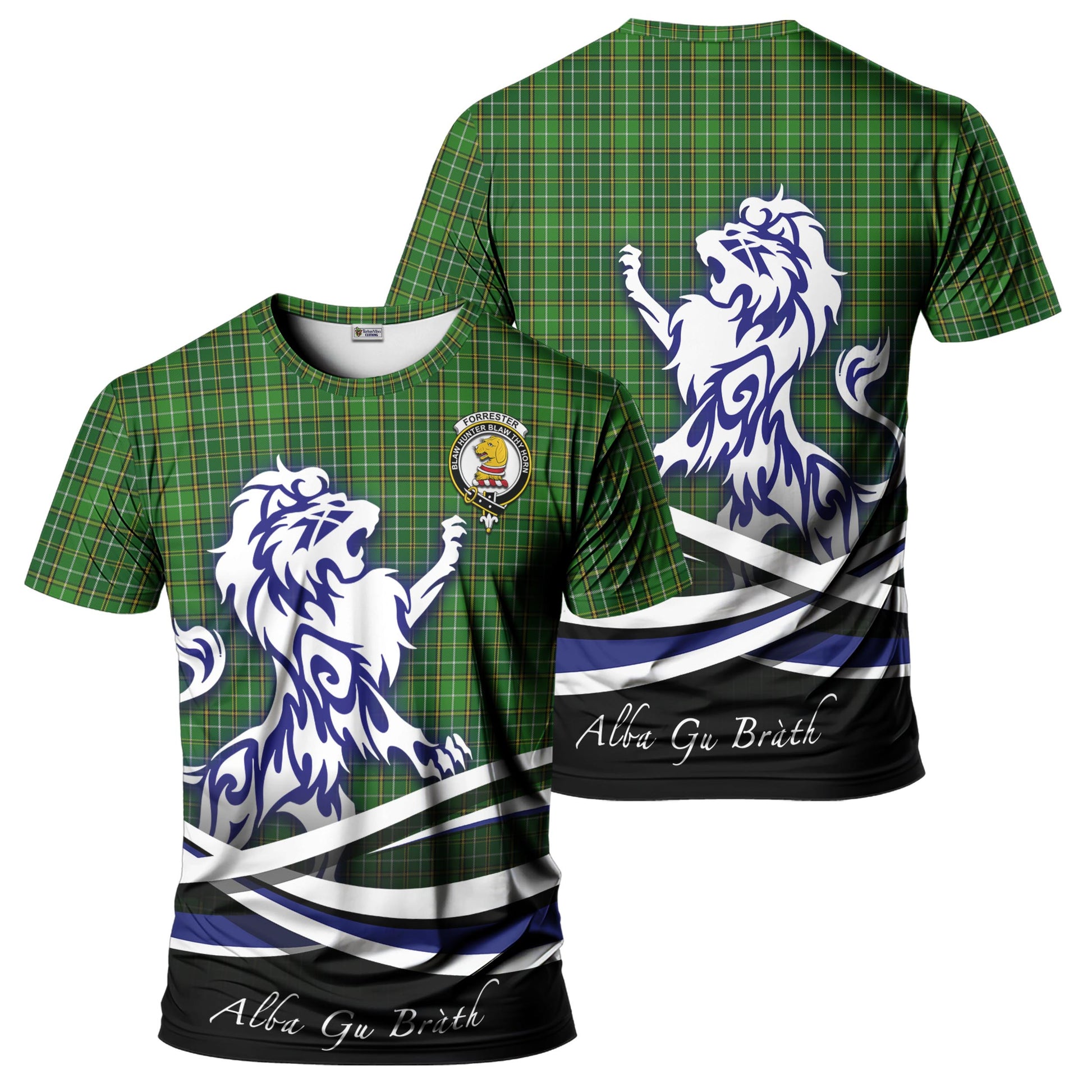 forrester-or-foster-hunting-tartan-t-shirt-with-alba-gu-brath-regal-lion-emblem