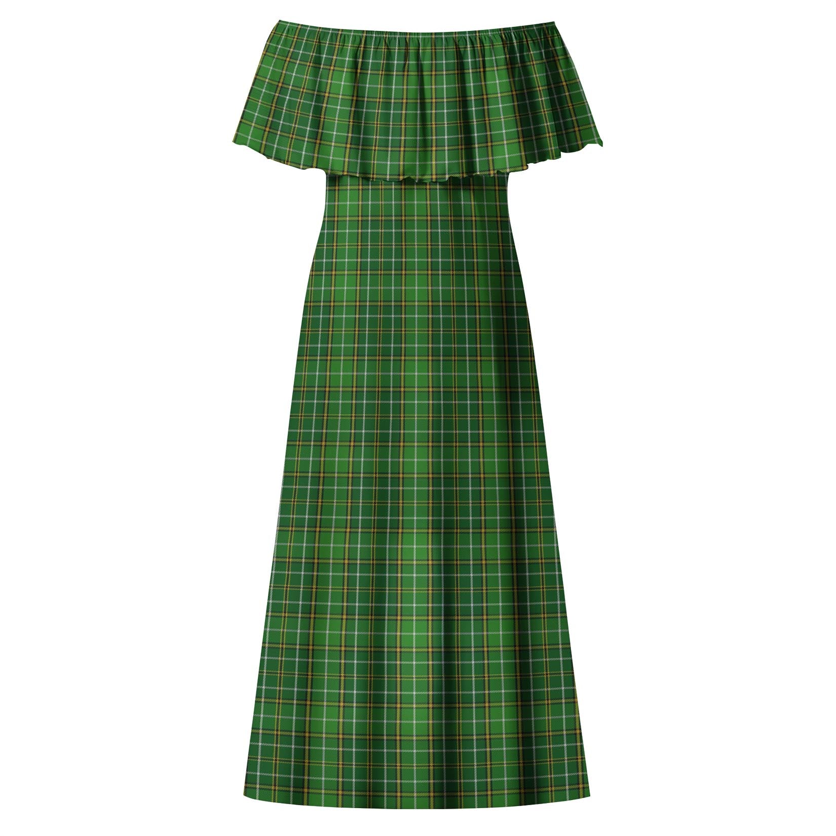 Forrester or Foster Hunting Tartan Off Shoulder Long Dress - Tartanvibesclothing