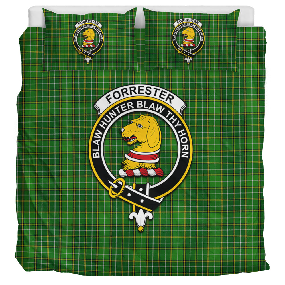 Forrester Hunting Tartan Bedding Set with Family Crest UK Bedding Set UK Super King 104*94 inch - Tartan Vibes Clothing