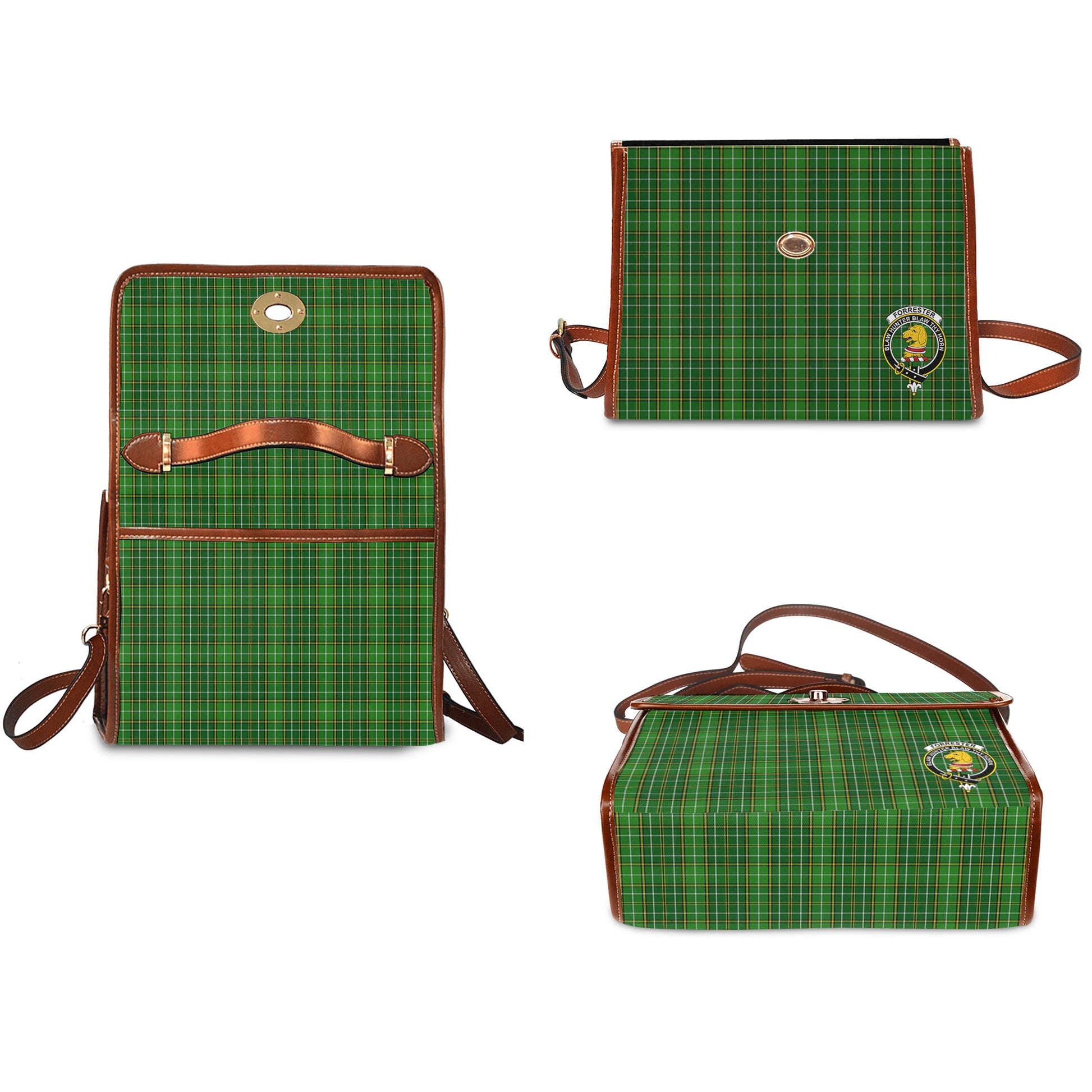 forrester-or-foster-hunting-tartan-leather-strap-waterproof-canvas-bag-with-family-crest