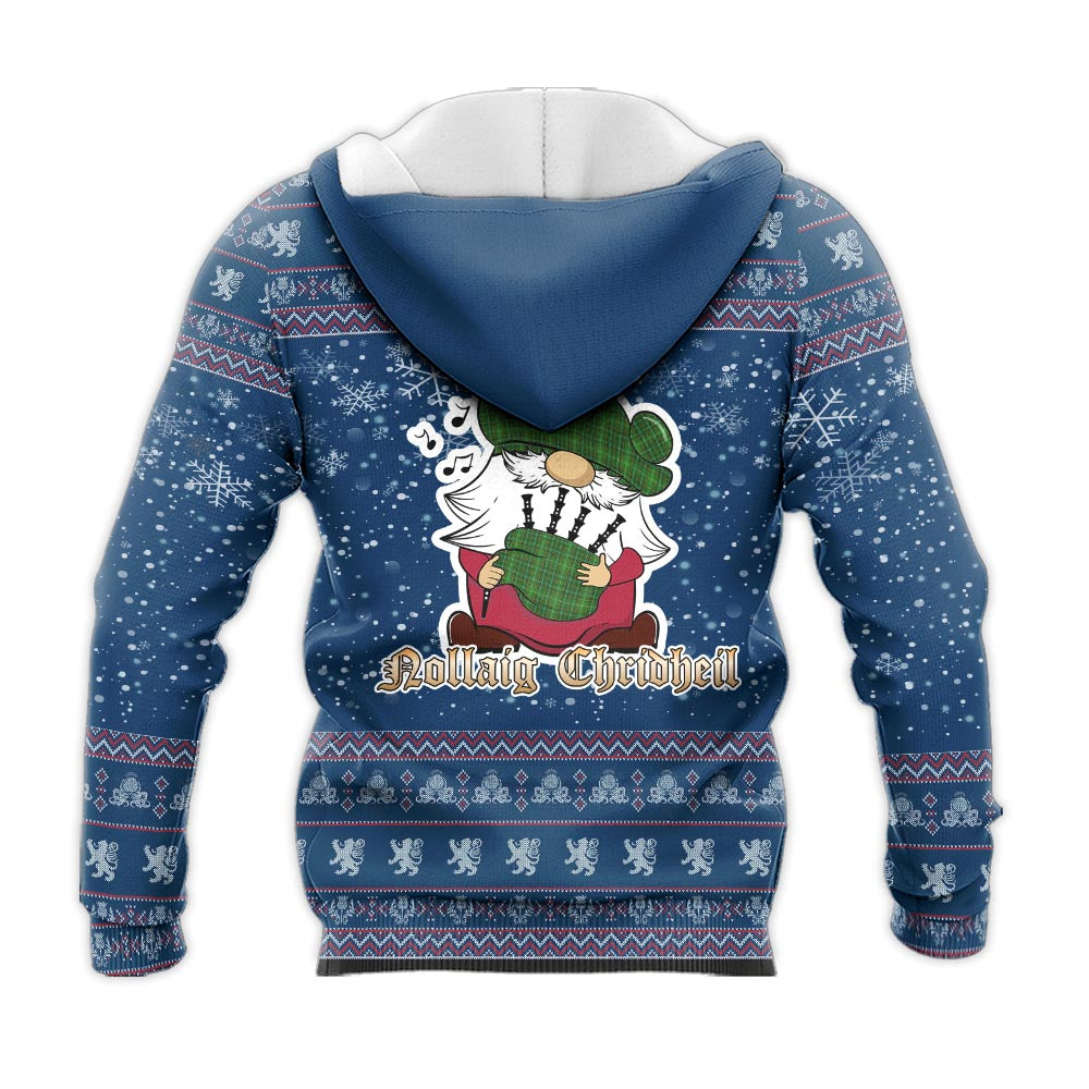 Forrester or Foster Hunting Clan Christmas Knitted Hoodie with Funny Gnome Playing Bagpipes - Tartanvibesclothing