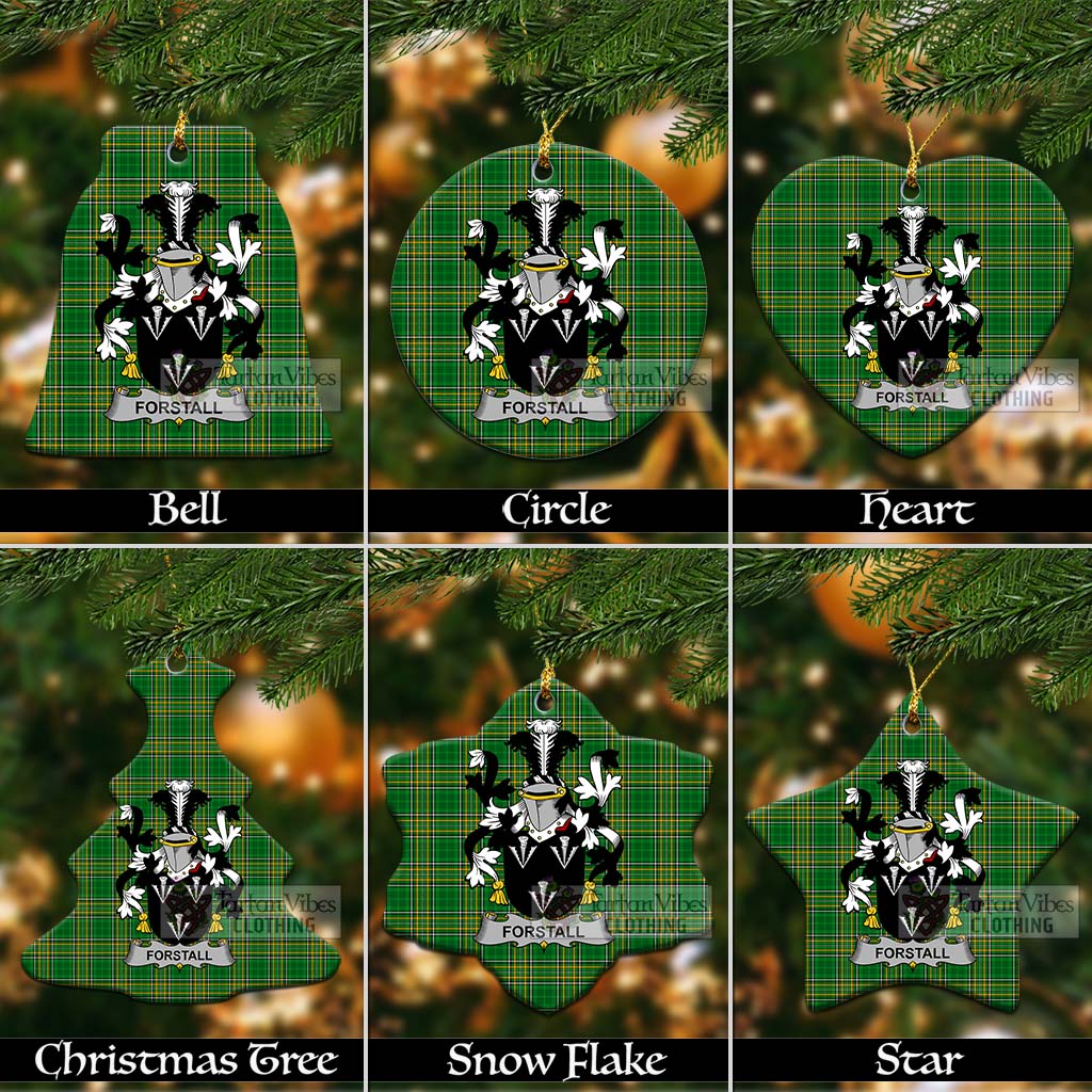 Tartan Vibes Clothing Forstall Irish Clan Tartan Christmas Ceramic Ornament with Coat of Arms